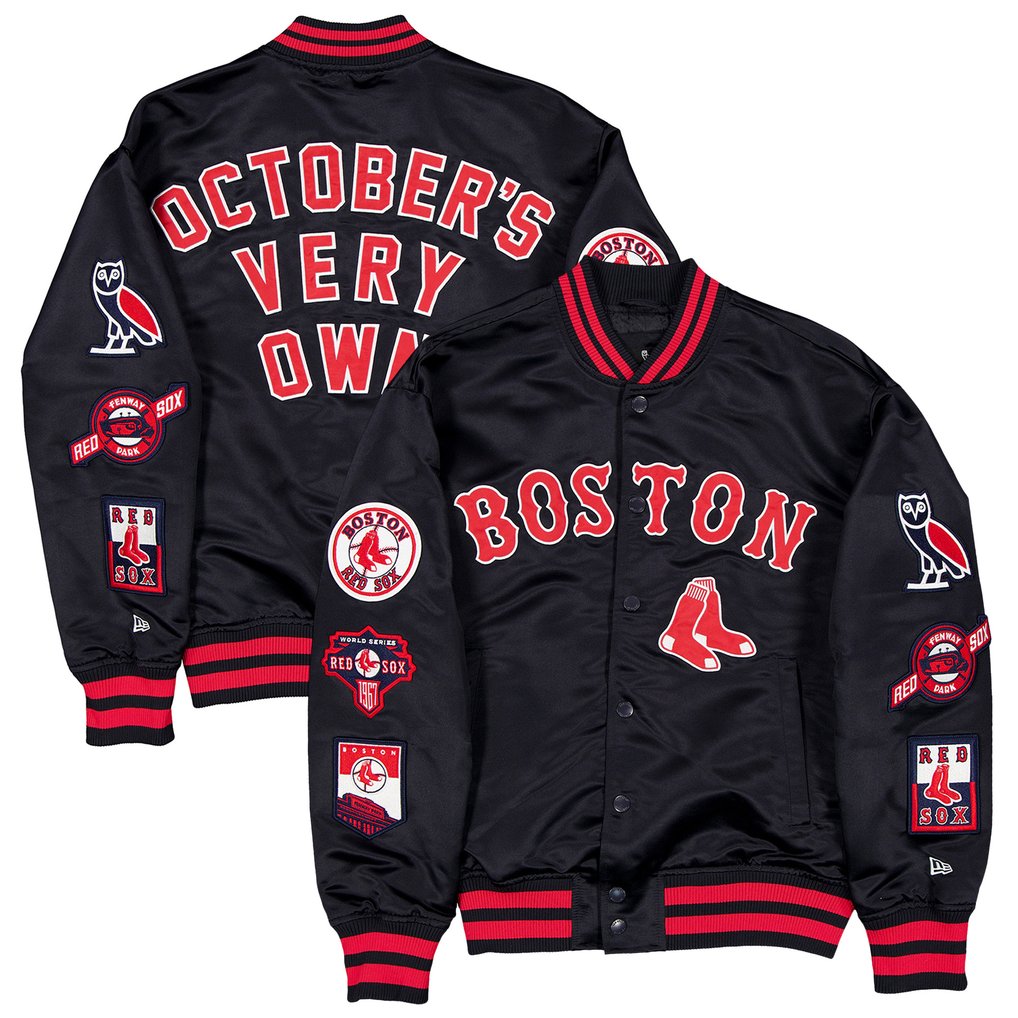 Boston Red Sox OVO x New Era Full-Snap Twill Satin Jacket - Navy