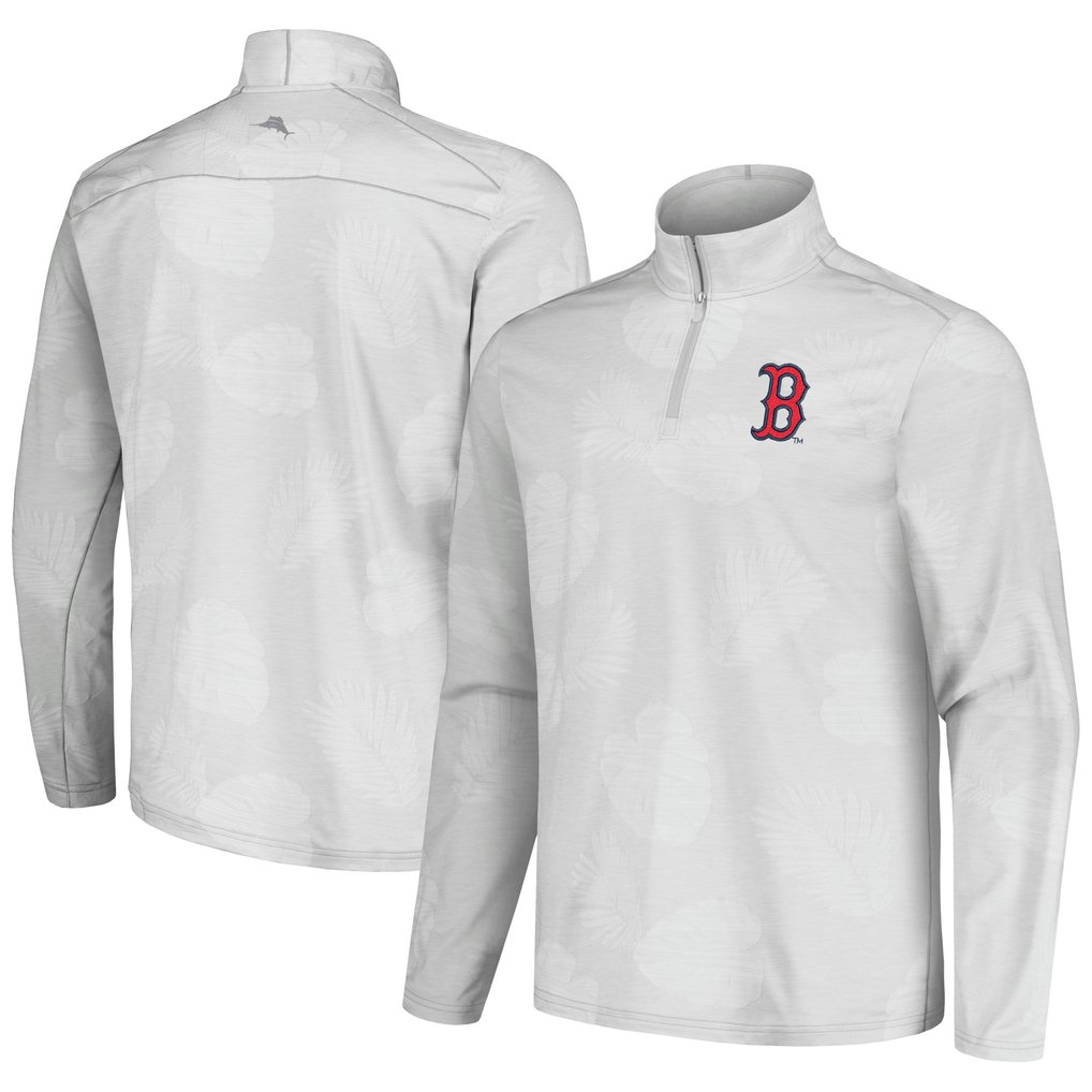 Boston Red Sox Tommy Bahama Delray Frond IslandZone Half-Zip Jacket - Gray