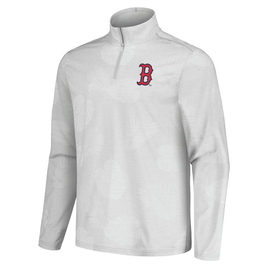 Boston Red Sox Tommy Bahama Delray Frond IslandZone Half-Zip Jacket - Gray