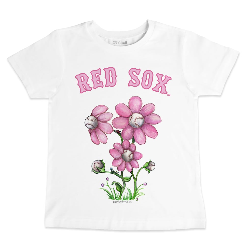Boston Red Sox Tiny Turnip Toddler Blooming Baseballs T-Shirt - White