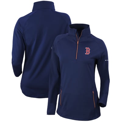  Boston Red Sox Columbia Women's Omni-Wick Outward Nine Quarter-Zip Pullover Top - Navy