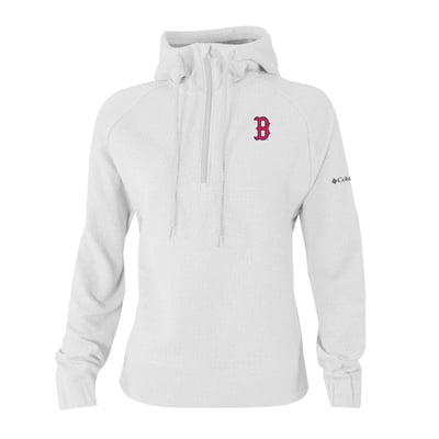 Boston Red Sox Columbia Women's  Swingcraft Tri-Blend Half-Zip Hoodie - White