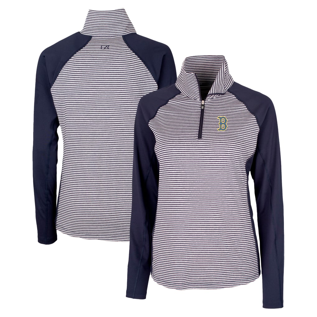  Boston Red Sox Cutter & Buck Women's City Connect Forge Tonal Stripe Stretch Half-Zip Pullover Top - Navy