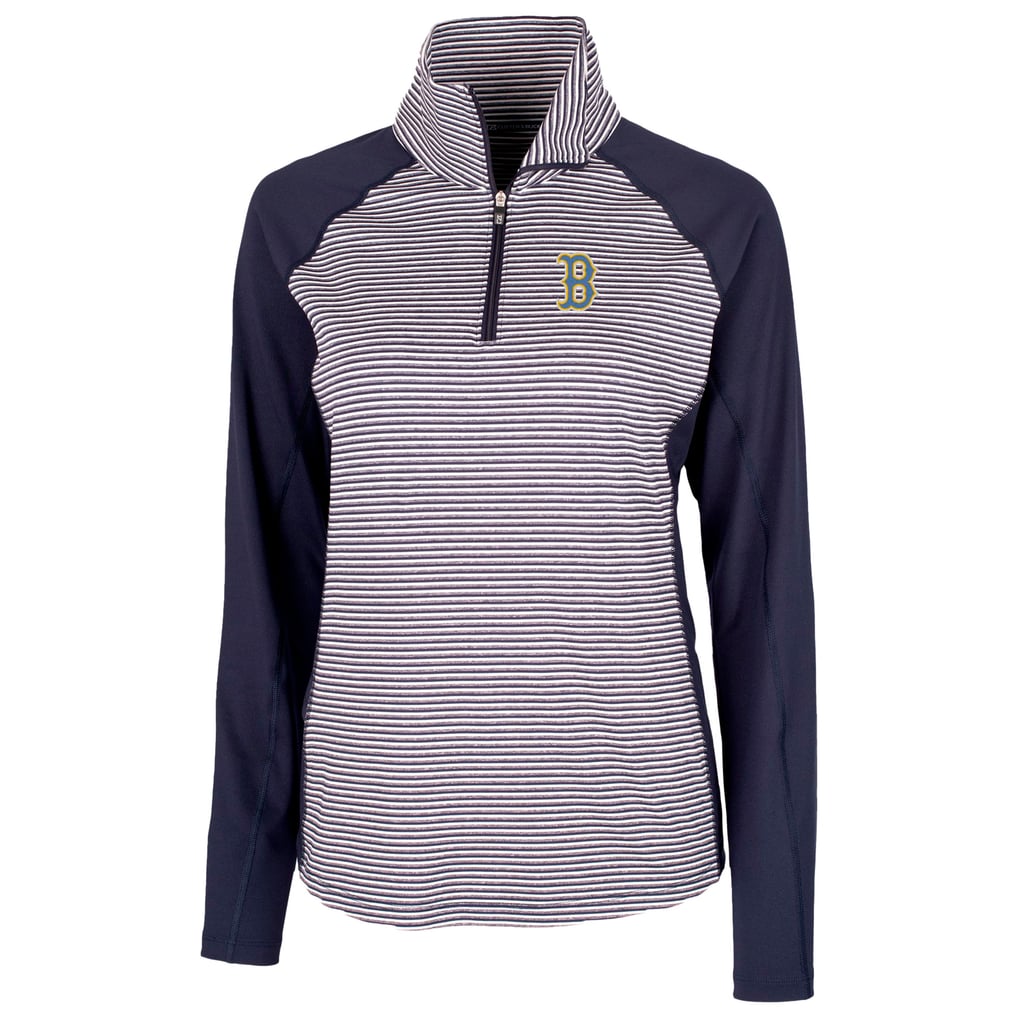 Boston Red Sox Cutter & Buck Women's City Connect Forge Tonal Stripe Stretch Half-Zip Pullover Top - Navy