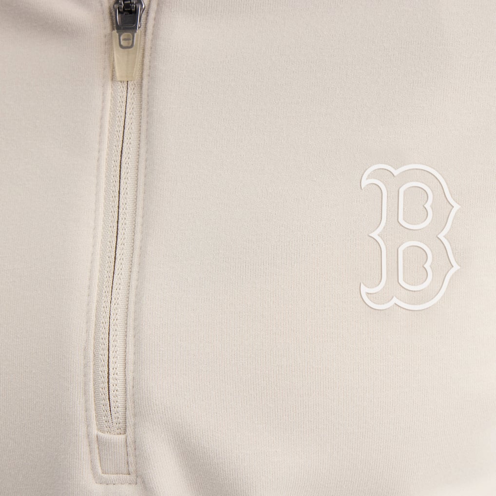 Boston Red Sox Fanatics Women's Oversized Clutch Tri-Blend Half-Zip Pullover - Beige