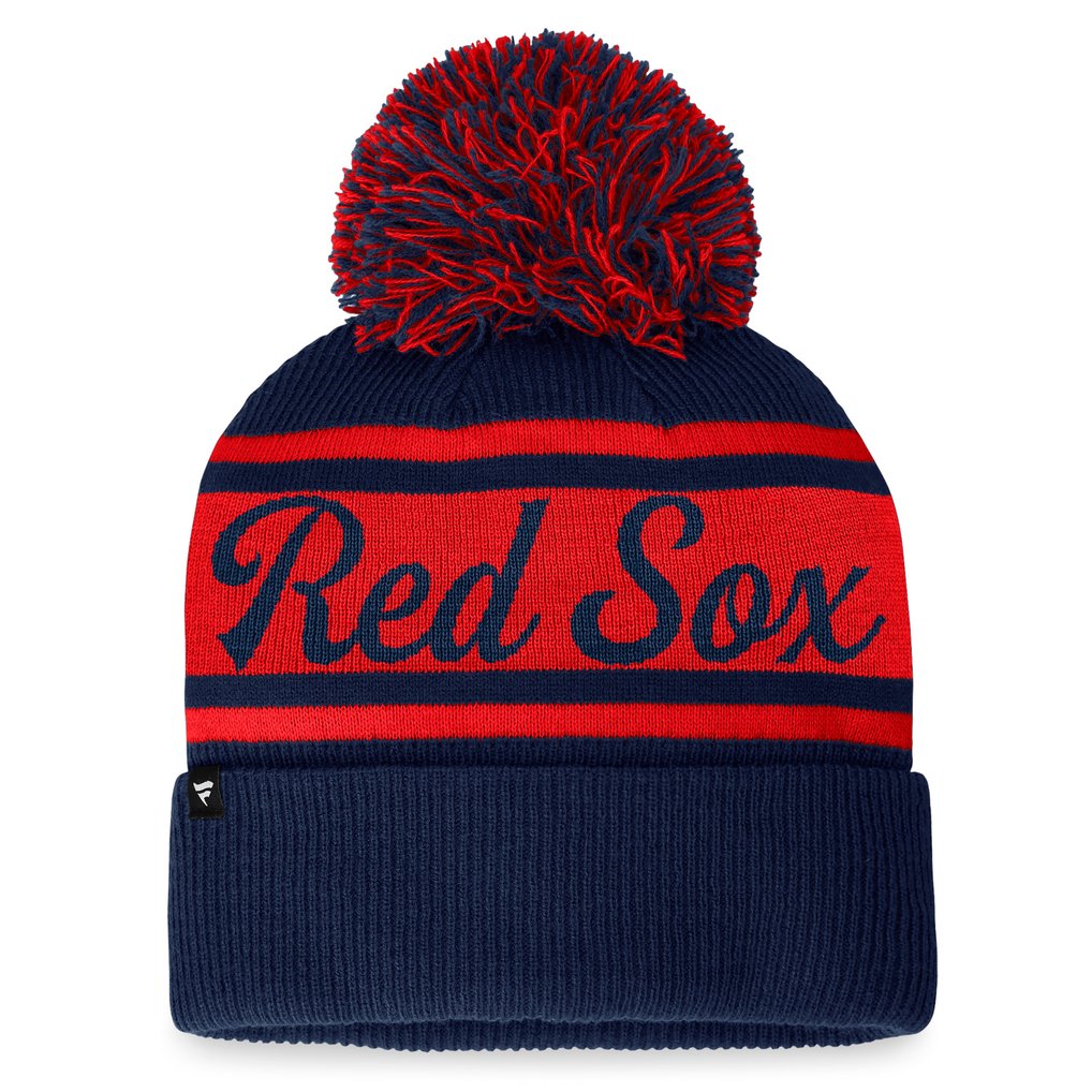Boston Red Sox Fanatics Women's Script Cuffed Knit Hat with Pom - Navy/Red
