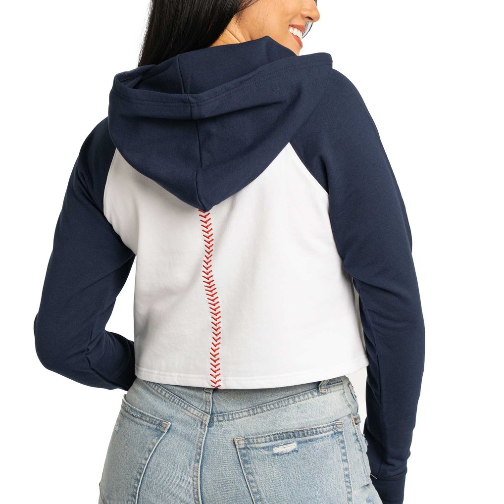 Boston Red Sox Lusso Women's Jane Raglan Quarter-Zip Tri-Blend Cropped Pullover Hoodie - White