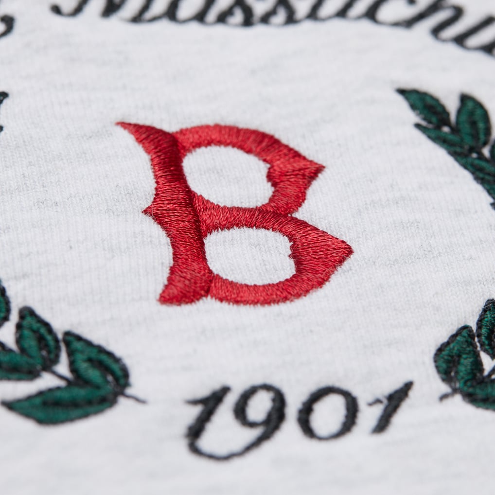 Boston Red Sox Mitchell & Ness Women's Cropped Toggle Pullover Sweatshirt - Heather Gray