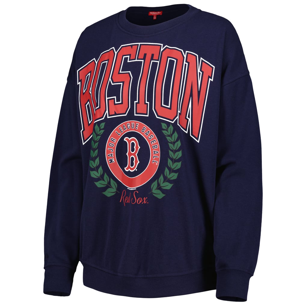 Boston Red Sox Mitchell & Ness Women's Logo Lt 2.0 Pullover Sweatshirt - Navy