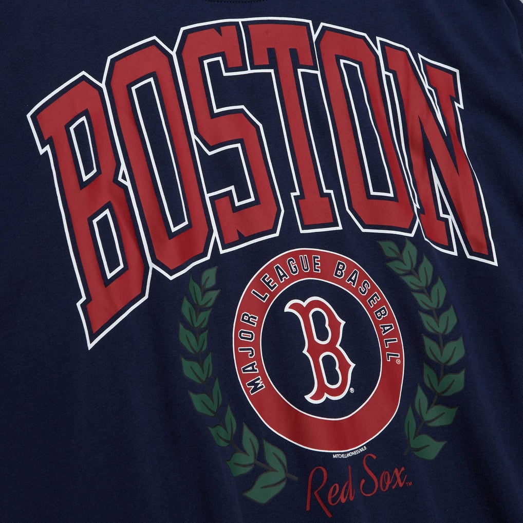 Boston Red Sox Mitchell & Ness Women's Logo Lt 2.0 Pullover Sweatshirt - Navy