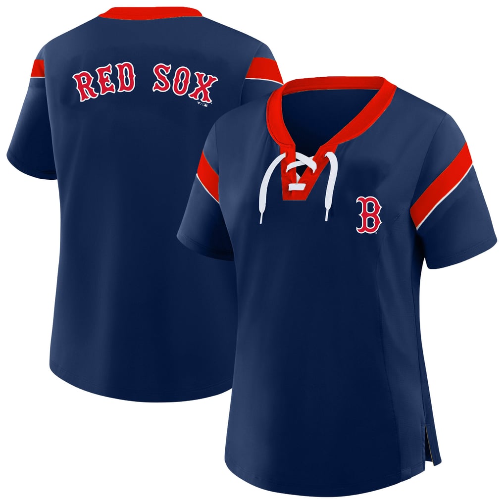 Boston Red Sox Profile Women's Plus Size Lace-Up T-Shirt - Navy