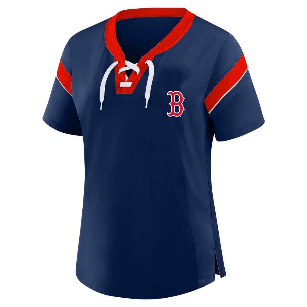 Boston Red Sox Profile Women's Plus Size Lace-Up T-Shirt - Navy