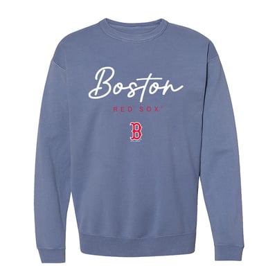  Boston Red Sox Soft as a Grape Women's Pigment Dye Crewneck Sweatshirt - Navy