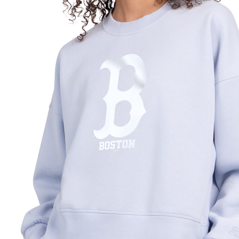 Boston Red Sox Starter Women's Pastels Boxy Fleece Sweatshirt - Light Blue