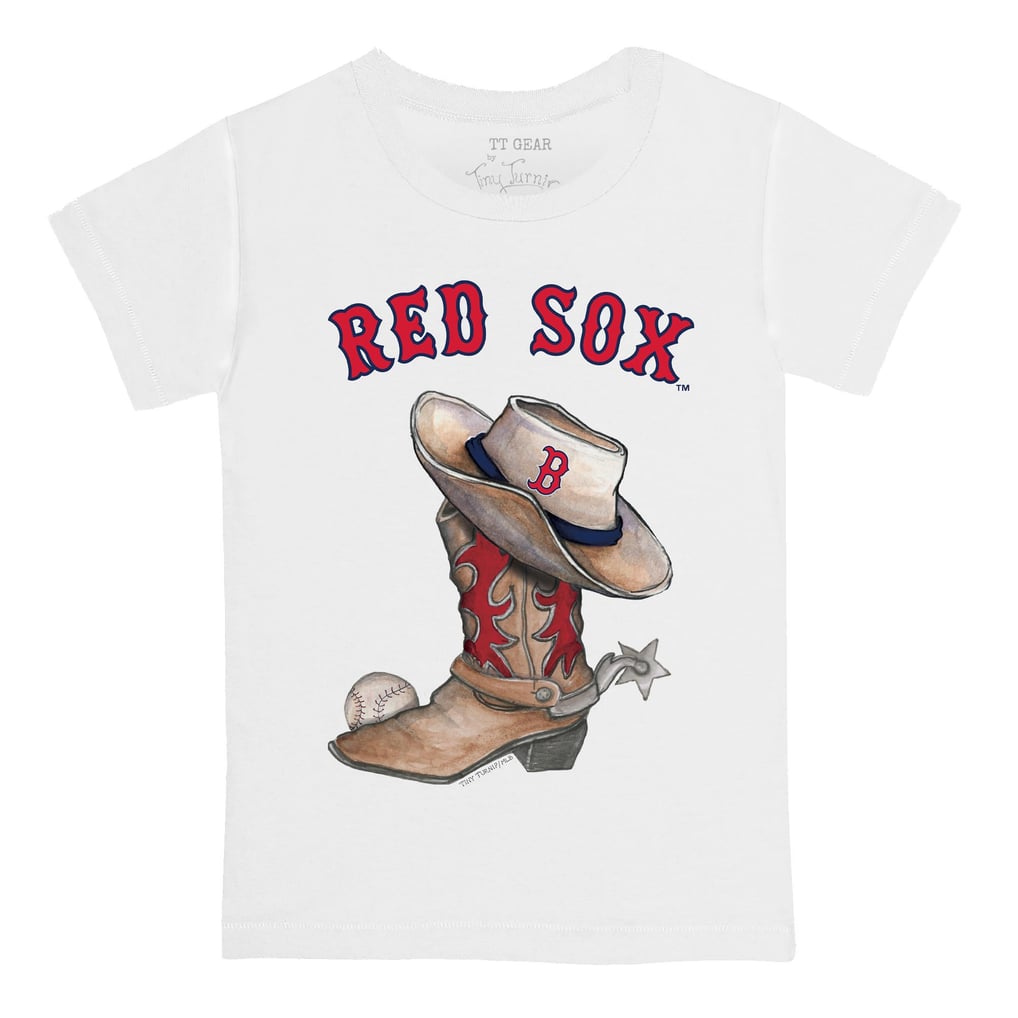 Boston Red Sox Tiny Turnip Youth Cowboy Boot T-Shirt - White