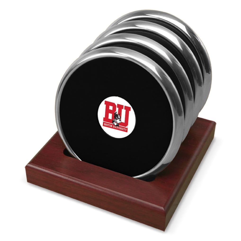 Boston University Team Logo 4-Piece Coaster Set - Silver