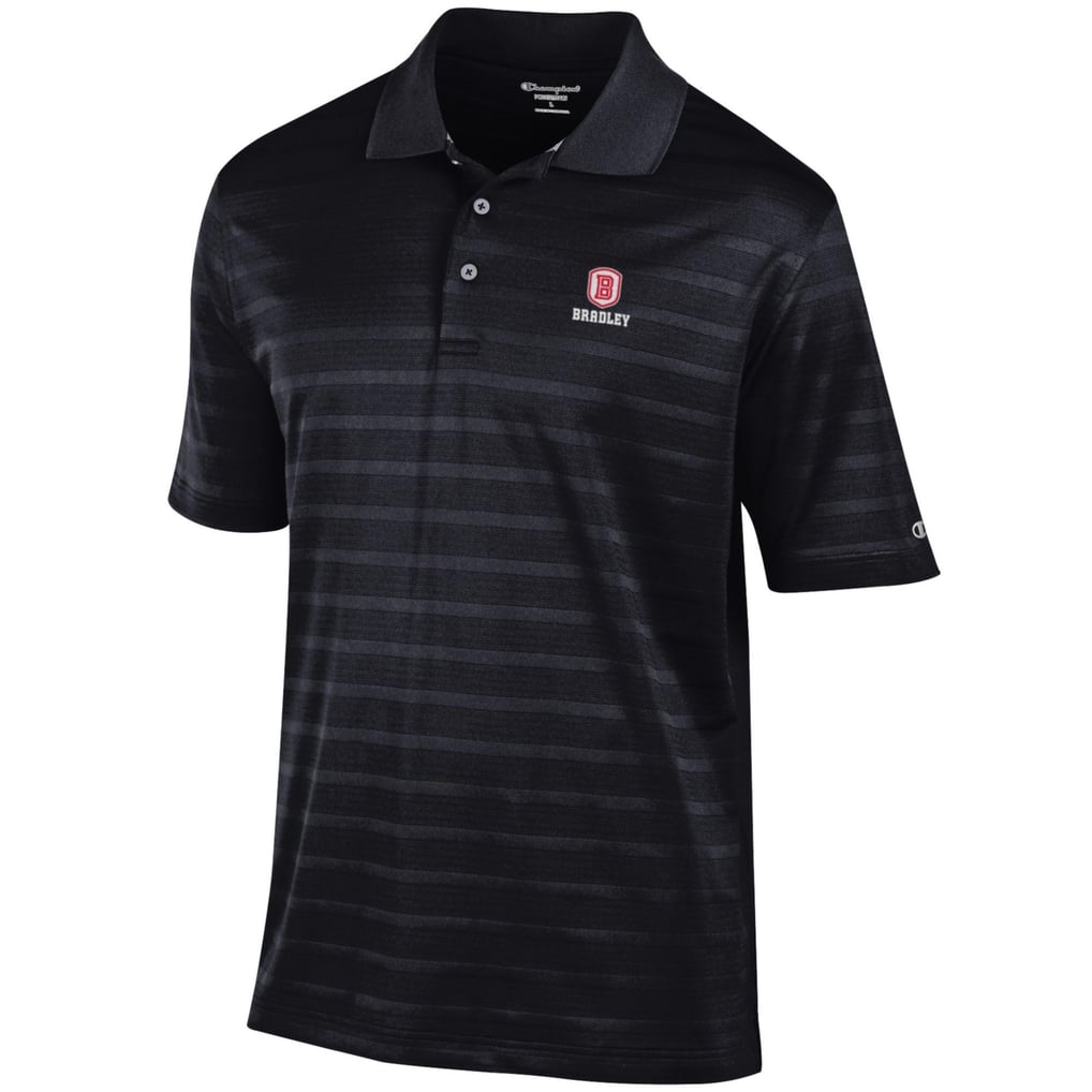 Bradley Braves Champion Relaxed Fit Textured Solid Polo - Black
