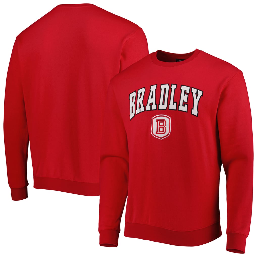 Bradley Braves Colosseum Arch Over Logo Pullover Sweatshirt - Red