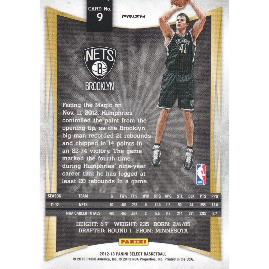 2012-13 Select Prizms #9 Kris Humphries