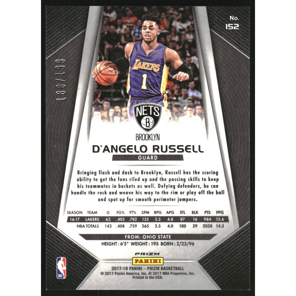 2017-18 Panini Prizm Prizms Blue #152 D'Angelo Russell