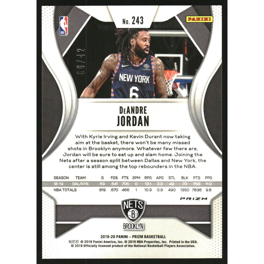 2019-20 Panini Prizm Prizms Pink Pulsar #243 DeAndre Jordan