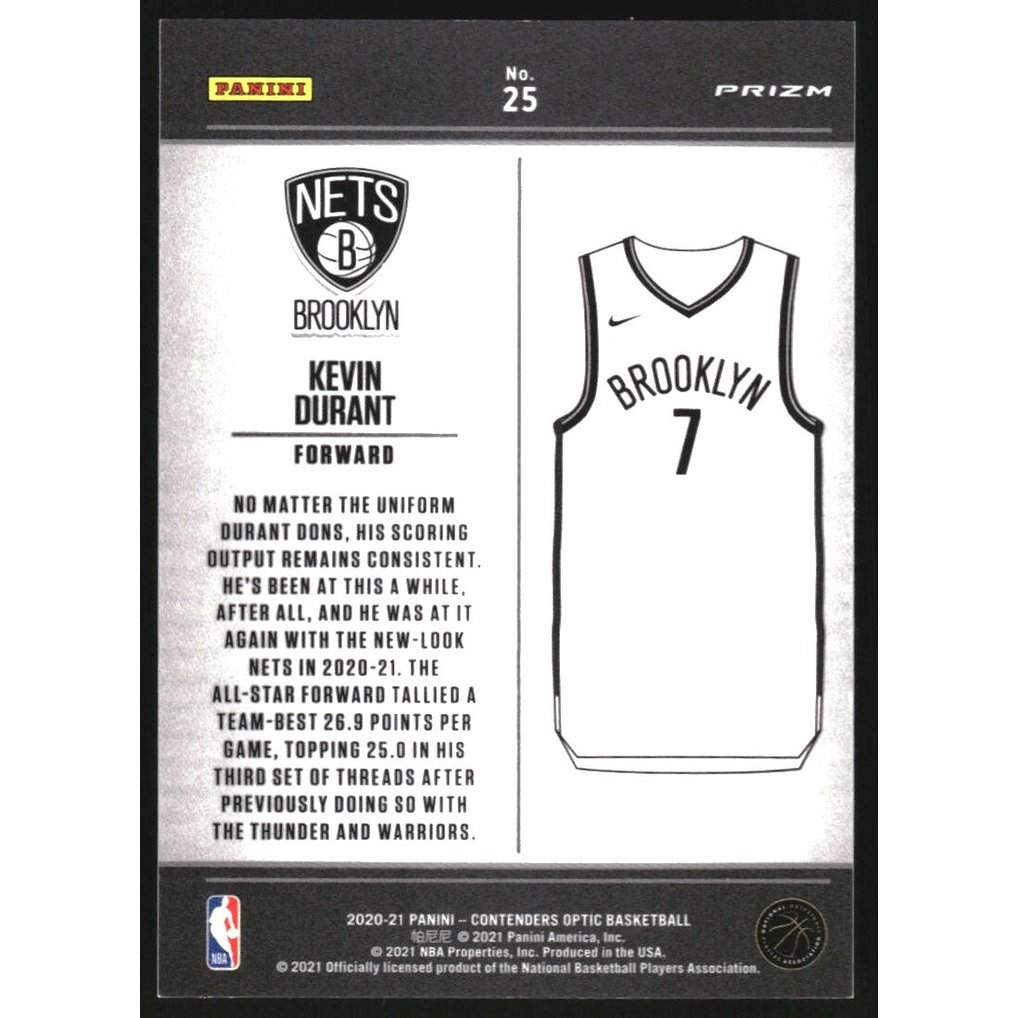 2020-21 Panini Contenders Optic Uniformity #25 Kevin Durant