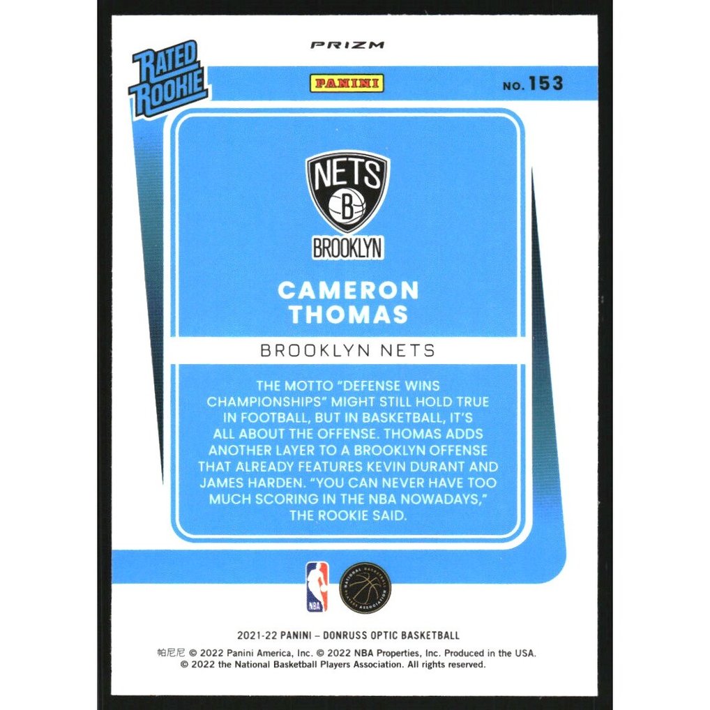 2021-22 Donruss Optic Holo #153 Cameron Thomas