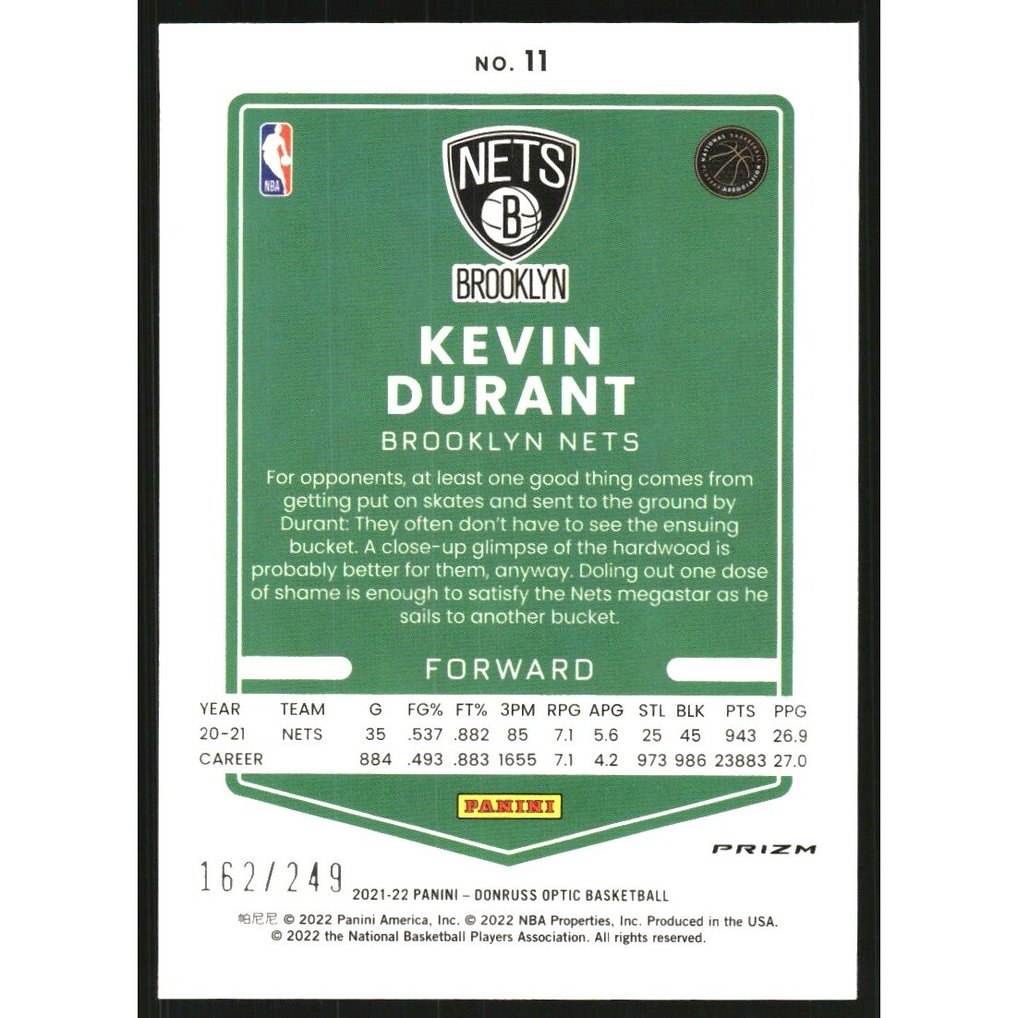 2021-22 Donruss Optic Premium Box Set #11 Kevin Durant