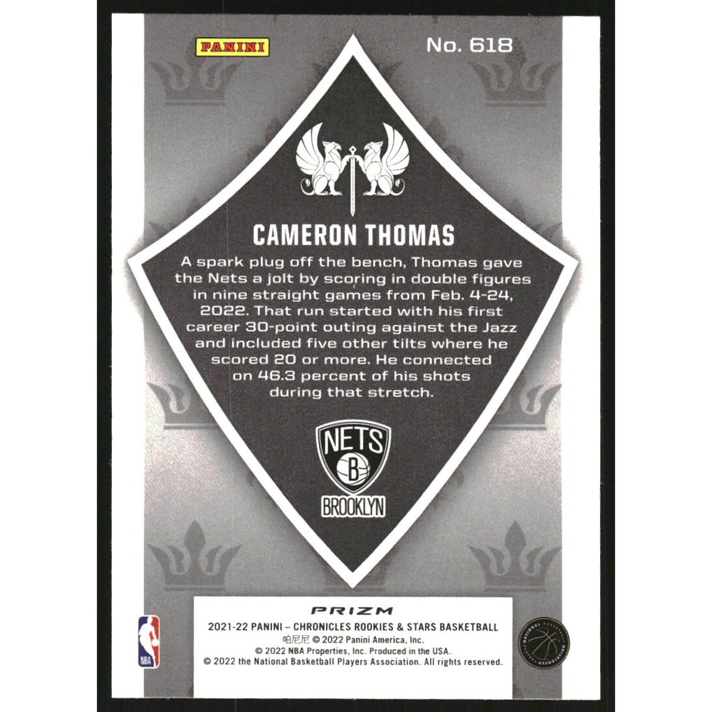 2021-22 Panini Chronicles Silver #618 Cameron Thomas/Crusade
