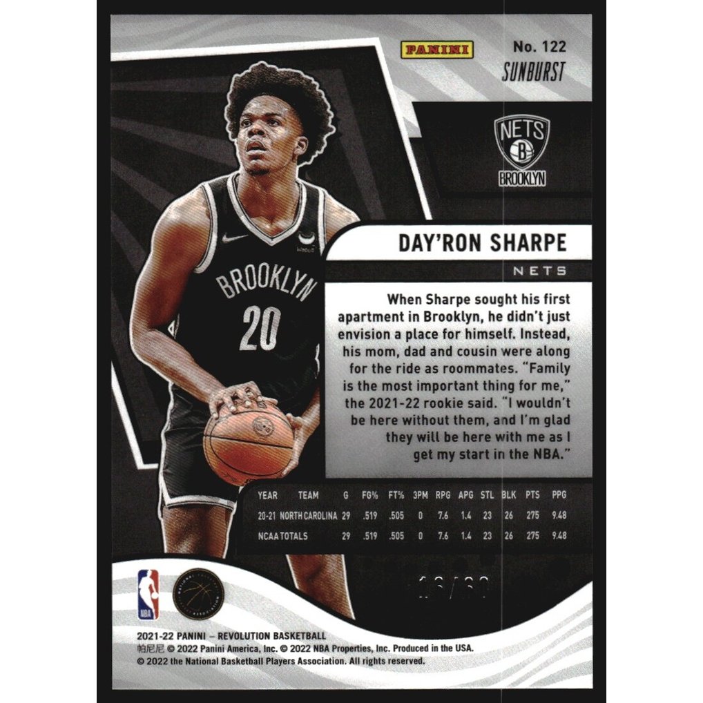 2021-22 Panini Revolution Sunburst #122 Day'Ron Sharpe