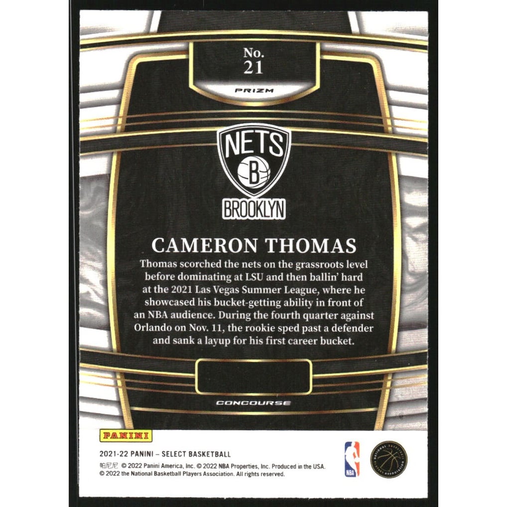 2021-22 Select Prizms Blue Shimmer #21 Cameron Thomas