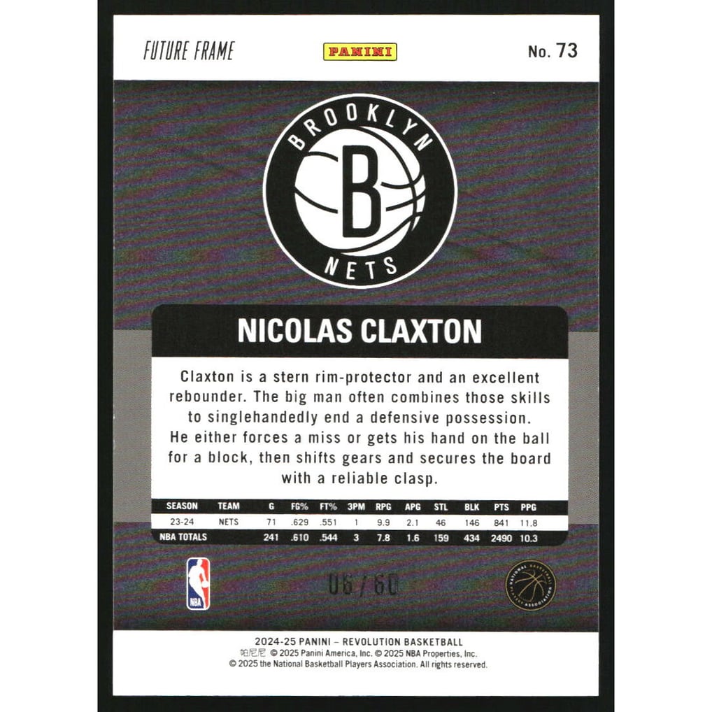 2024-25 Panini Revolution Future Frame #73 Nicolas Claxton