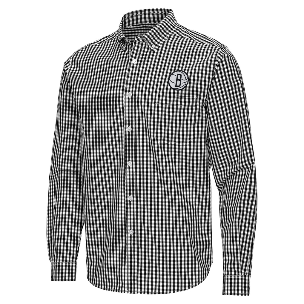 Brooklyn Nets Antigua Ellis Woven Tri-Blend Button-Down Shirt - Black