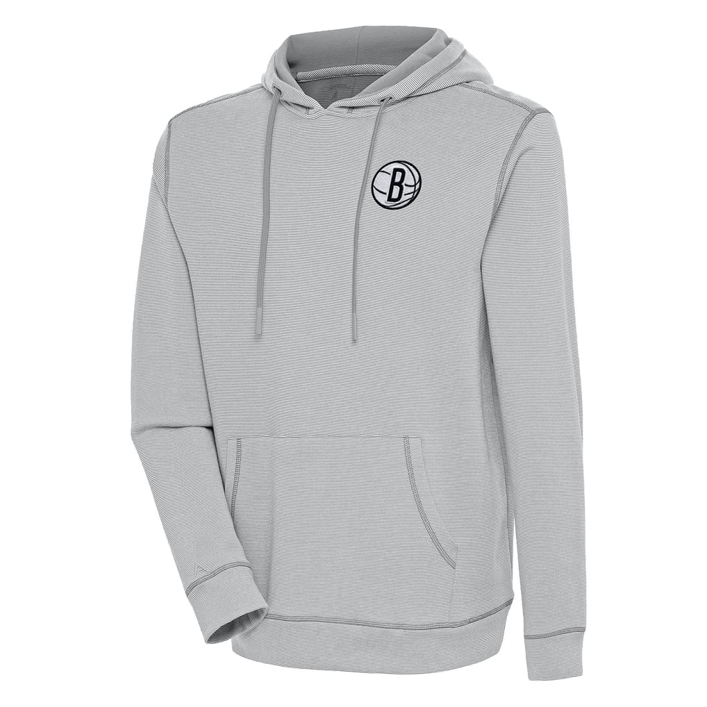  Brooklyn Nets Antigua Axe Bunker Tri-Blend Pullover Hoodie - Gray