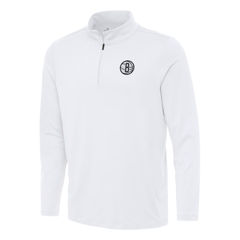 Brooklyn Nets Antigua Reprocess Quarter-Zip Top - White