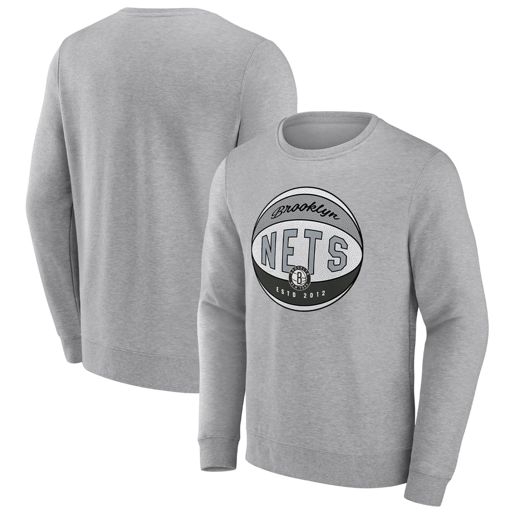Brooklyn Nets Fanatics True Classics Vint Pullover Sweatshirt - Heathered Gray