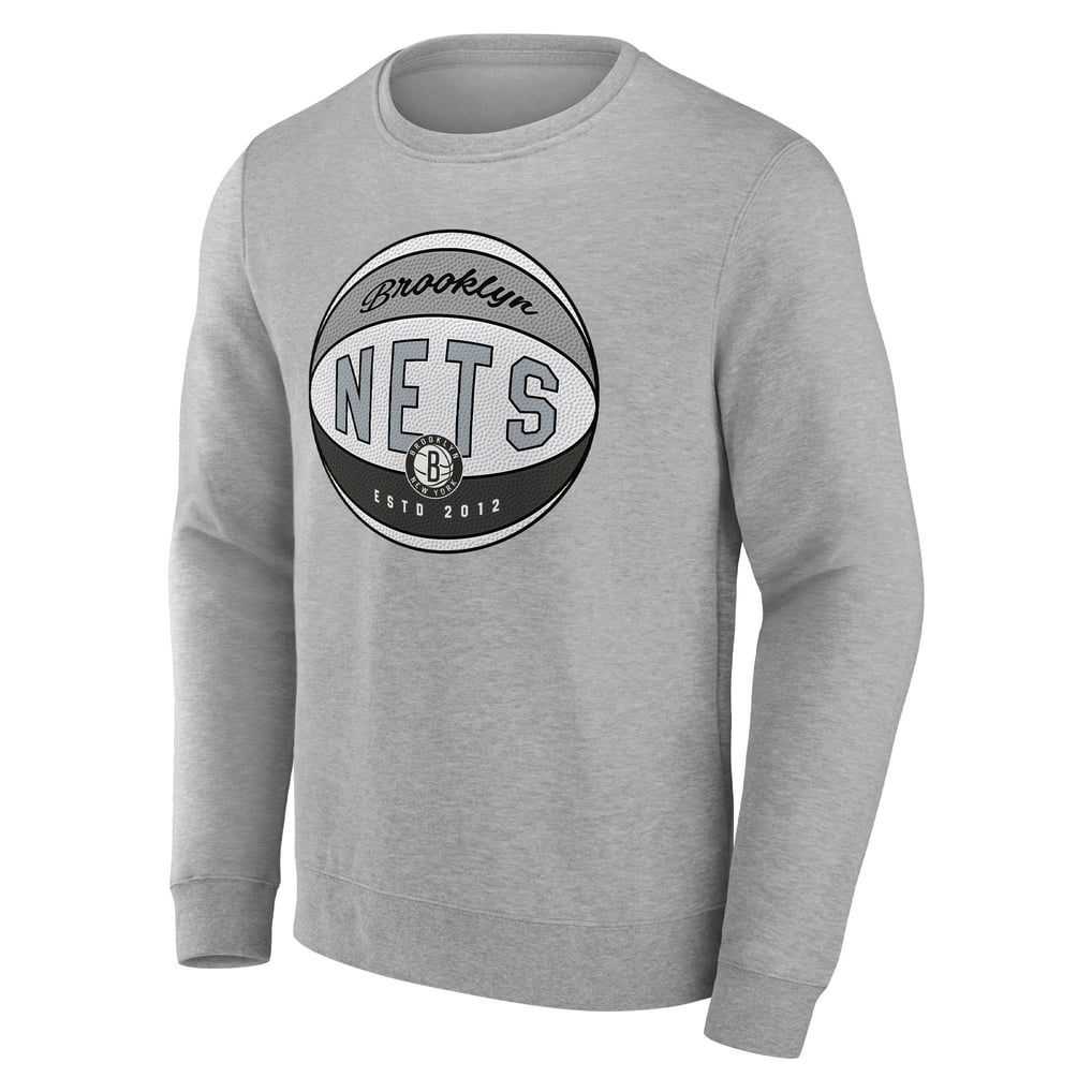Brooklyn Nets Fanatics True Classics Vint Pullover Sweatshirt - Heathered Gray