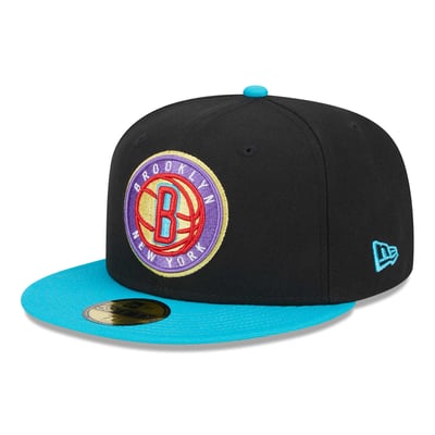 Brooklyn Nets New Era Arcade Scheme 59FIFTY Fitted Hat - Black/Turquoise