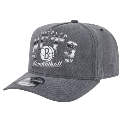  Brooklyn Nets New Era Throwback Washed Pre-Curved 9FIFTY Snapback Hat - Charcoal