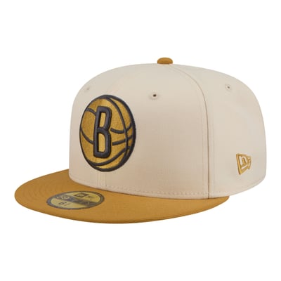 Brooklyn Nets New Era Two-Tone Color Pack 59FIFTY Fitted Hat - Cream/Tan