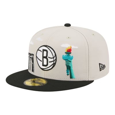  Brooklyn Nets New Era Localized City Icon 59FIFTY Fitted Hat - Tan/Black