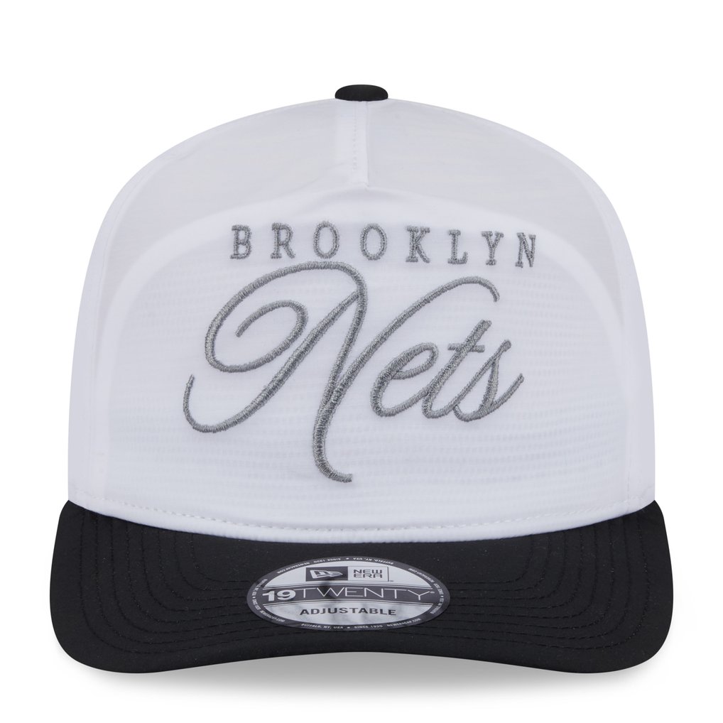 Brooklyn Nets New Era 2025 NBA Draft On-Stage Nylon 19TWENTY Adjustable Hat - White/Black