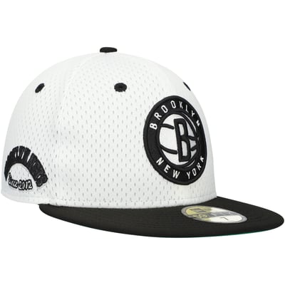 Brooklyn Nets New Era Throwback 2Tone 59FIFTY Fitted Hat - White/Black
