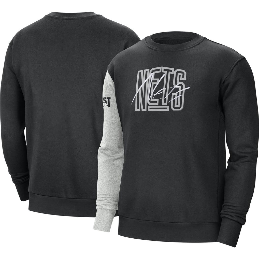 Brooklyn Nets Nike Courtside Versus Force & Flight Pullover Sweatshirt - Black/Heather Gray