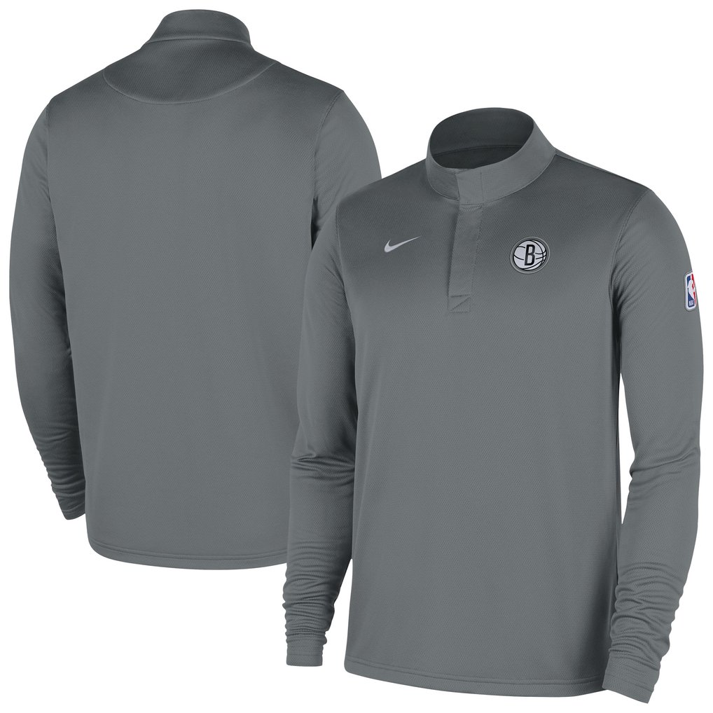Brooklyn Nets Nike 2025/26 Authentic Coaches Quarter-Zip Dri-Fit Top - Gray