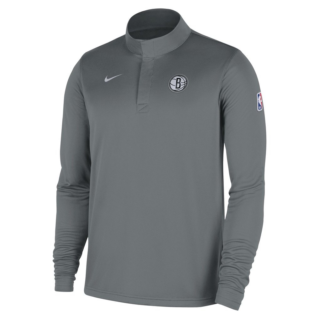 Brooklyn Nets Nike 2025/26 Authentic Coaches Quarter-Zip Dri-Fit Top - Gray