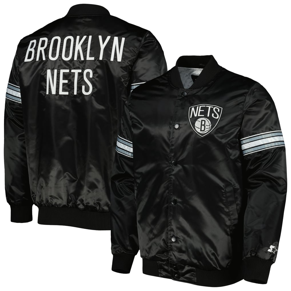 Brooklyn Nets Starter Pick & Roll Satin Full-Snap Varsity Jacket - Black