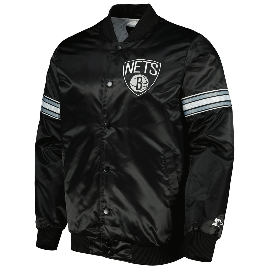 Brooklyn Nets Starter Pick & Roll Satin Full-Snap Varsity Jacket - Black