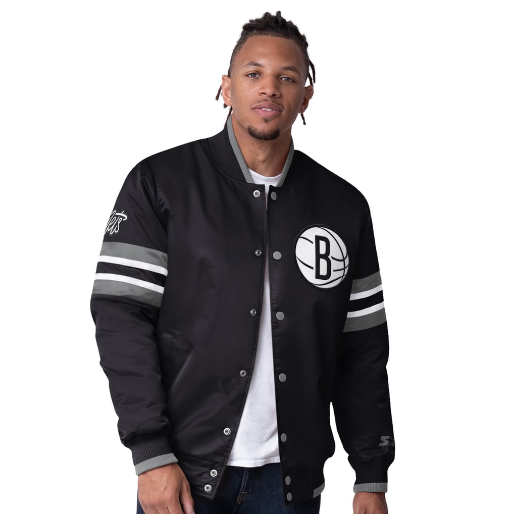 Brooklyn Nets Starter Scout I Full-Snap Varsity Jacket - Black