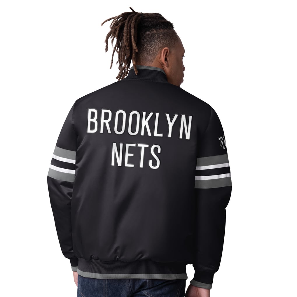Brooklyn Nets Starter Scout I Full-Snap Varsity Jacket - Black
